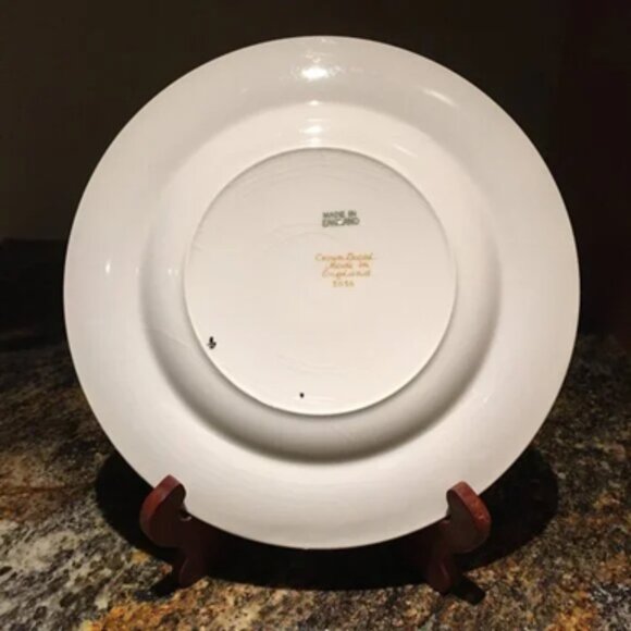 Two Vintage English CROWN DUCAL Cobalt and Gold Trim Plate #6 & #7 Crazed - Picture 2 of 9